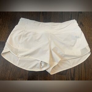 Women’s White Lululemon Athletic shorts Size 8 Mesh Sides Lined 3” Inseam